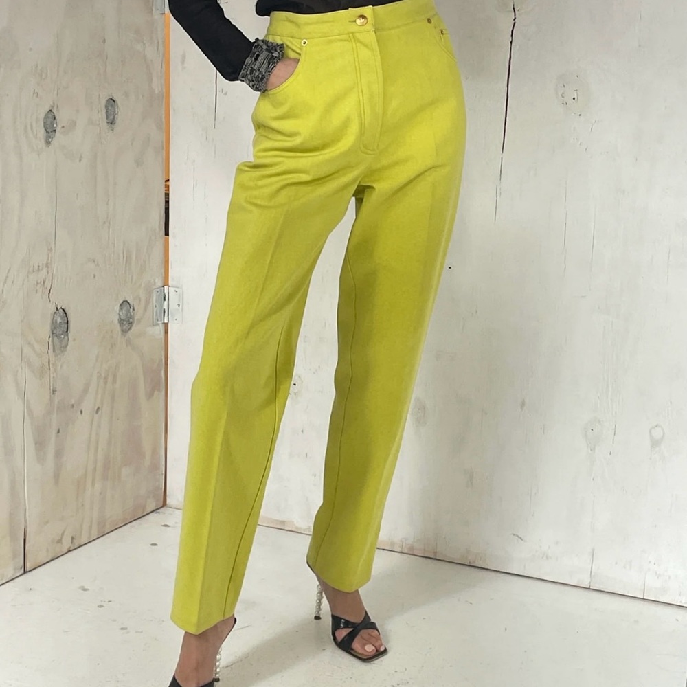 90s Vintage Lime green ankle pants